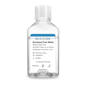 Nuclease-Free Water, DNase RNase Free, Lab PCR Water, 500 mL | Laboratory Ultra Pure Water, Molecular Biology, For PCR, RNA And DNA Workflows, Protease Free, Total 5000mL