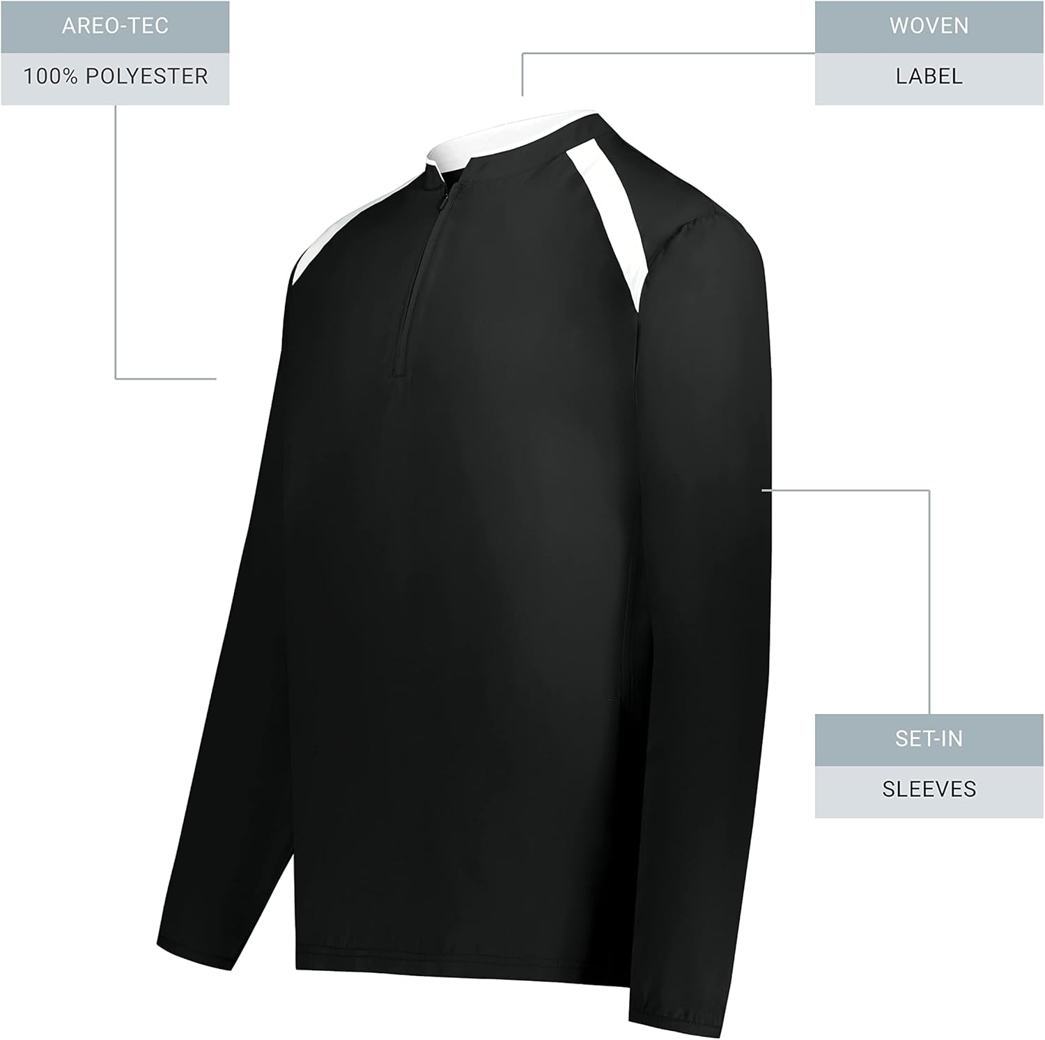 Holloway Mens Clubhouse Pullover Jackets, Black/White, XX-Large US - Image 4