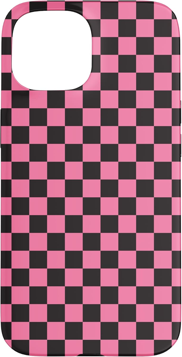 Mini Black and Pink Classic Checkered Checker Checkerboard Case for iPhone 12 mini