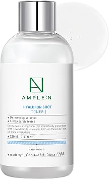 AmpleN Hyaluron Shot Toner, Korean Hyaluronic Acid Essence Toner, 7.43 oz