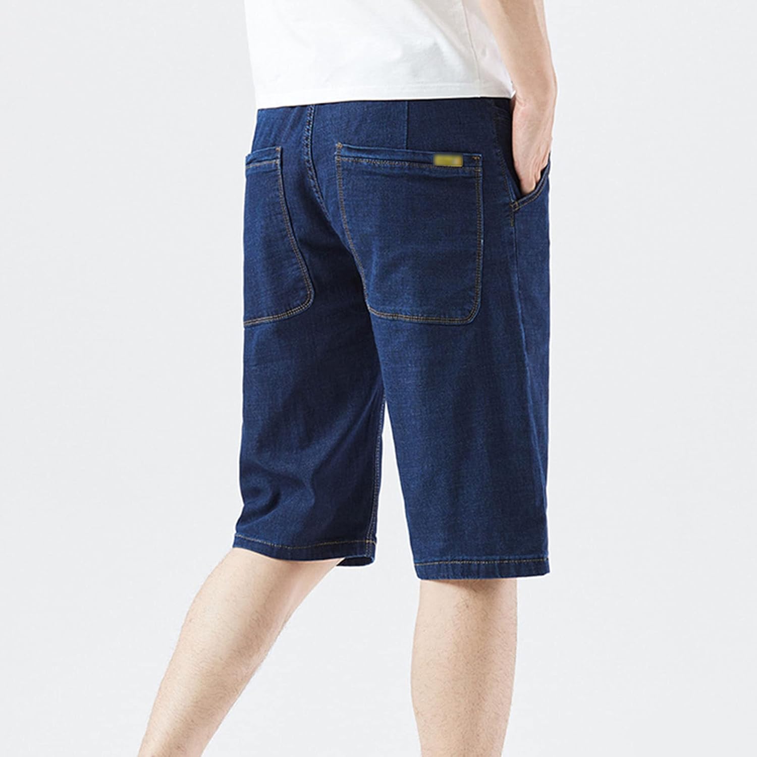 Baggy Jean Short for Men Wide Pockets Cut Off Half Pants Casual Loose Fit Denim Shorts