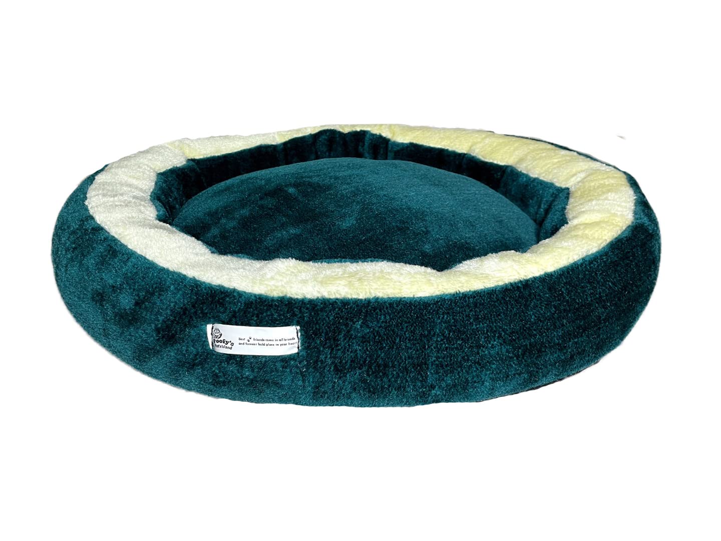 Furry Land Round Shape Cream Dark Green Ultra Soft Reversiable Dog & Cat Super Soft Bed - Medium (B09TH4M7Z6) Amazon Price History, Amazon Price Tracker