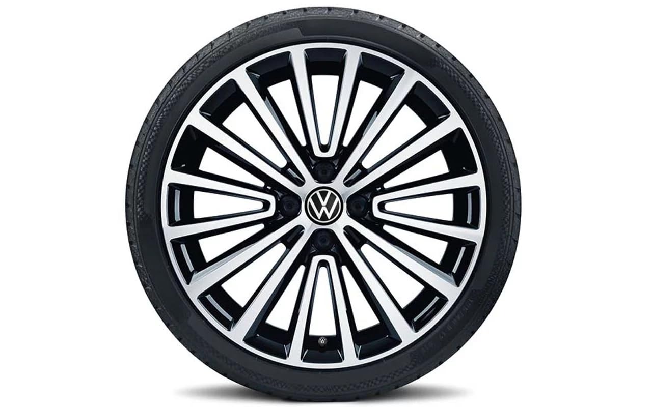 Volkswagen Polygon Cerchio in Lega, Nero Lucido, 6,5J x 17 Pollici, PCD 100/4, ET 43mm, per up!, Superficie Lavorata, Omologato
