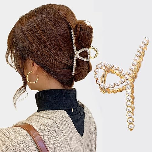 Pinzas para el cabello de perlas pinzas de sujeción fuerte pinzas de garra doradas antideslizantes para cabello grueso sujeción fuerte accesorios de