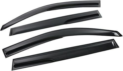 IKON MOTORSPORTS Visera exterior con cinta adhesiva, compatible con Toyota Highlander 2008-2013, con tinte de humo acrílico y semitransparente,