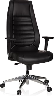 hjh OFFICE 600985 Silla de Escritorio VITORO Piel sintética Negro, Silla Oficina, Respaldo Alto, ergonómico