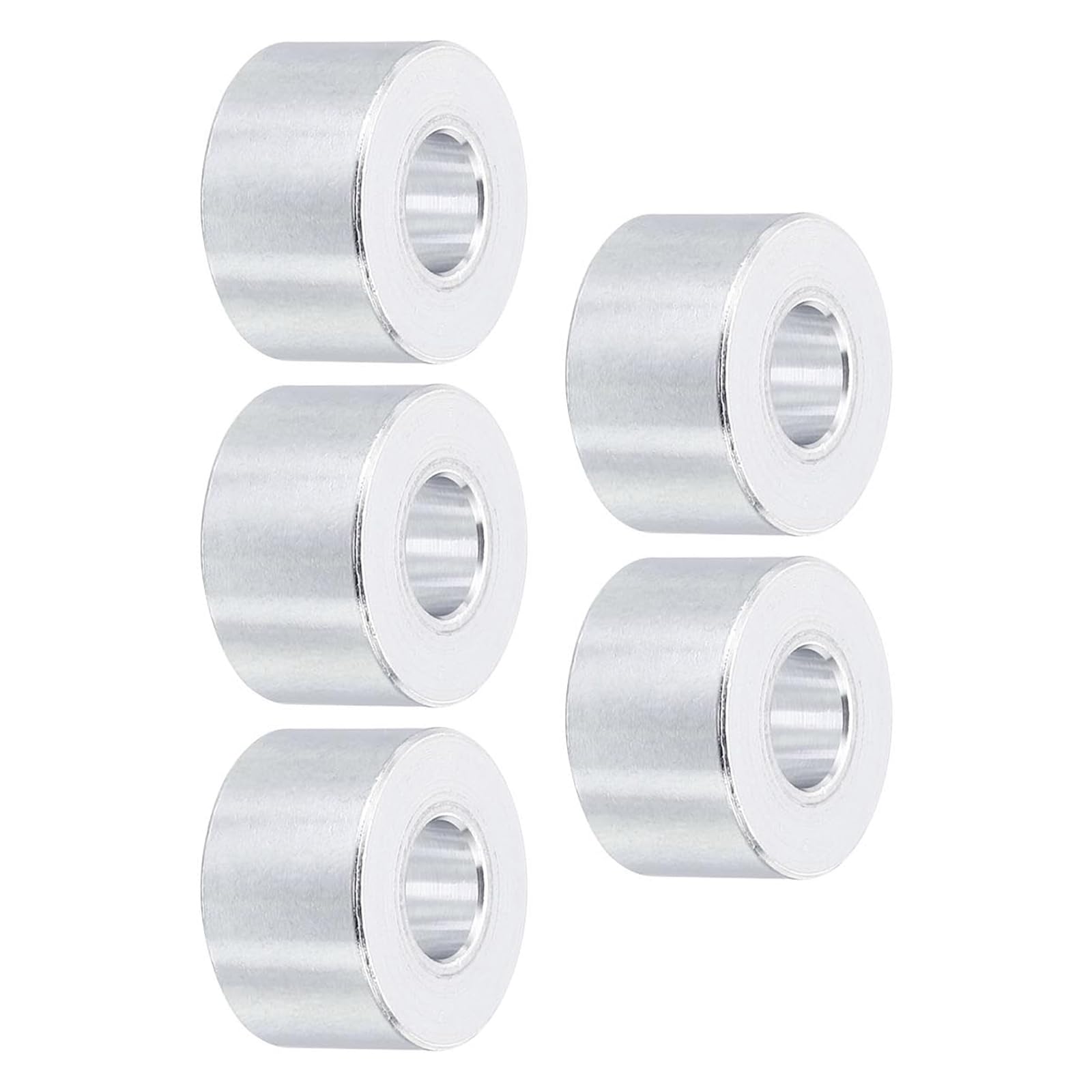 TOP-VIGOR 5Pcs M8 Aluminum Spacer, 8.5mm ID x 20mm OD x 12mm Length Metal Spacer, Round Plain Finish Spacer Screw Standoff Bushing for M8 Screws Bolts and Rods