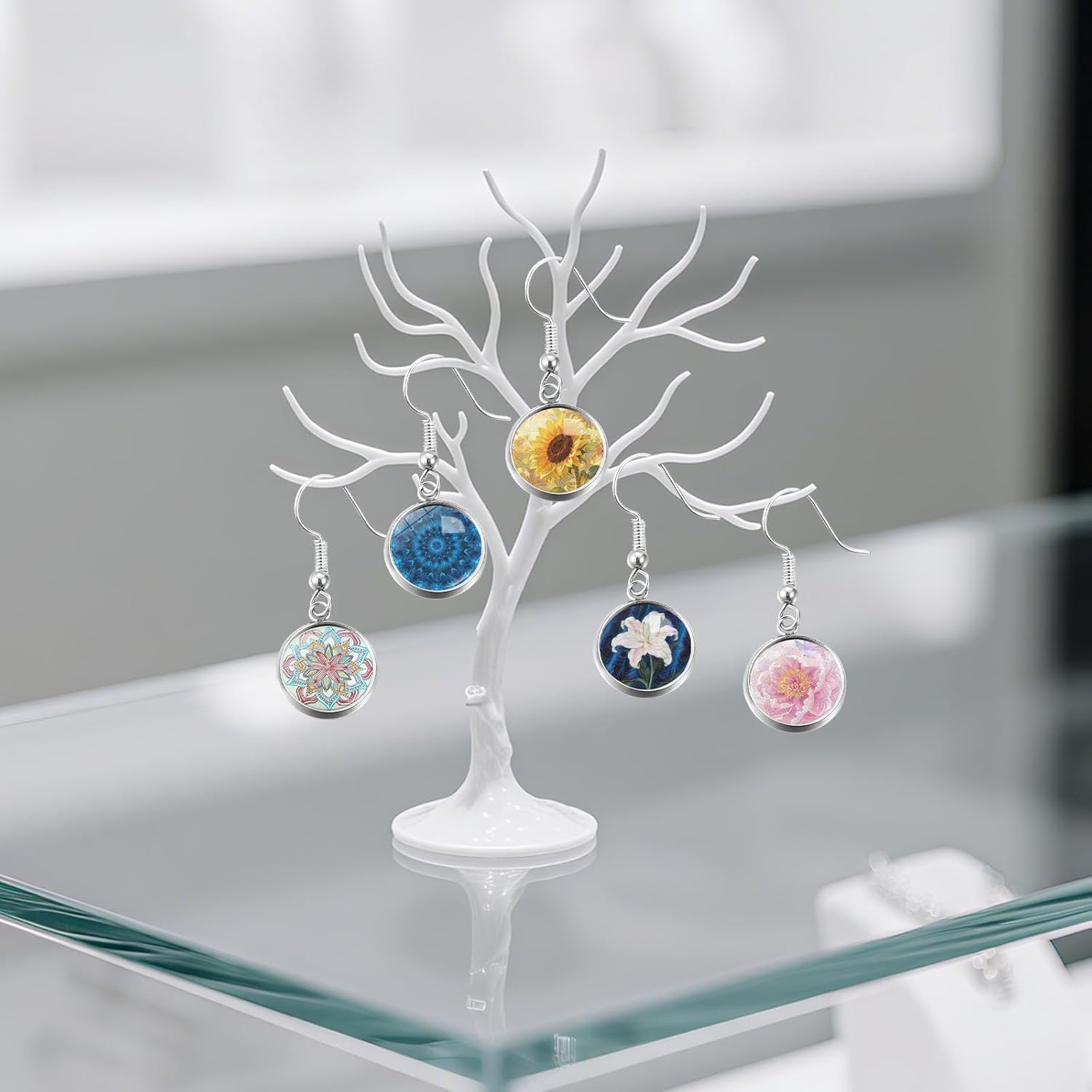 100 Pcs Stainless Steel Earring Making Kit, Includes 50 Pcs 12mm Earring Blanks with Hooks and 50 Pcs Clear Glass Cabochons, Jewelry Making Supplies for DIY Crafts (Silver) - Image 5