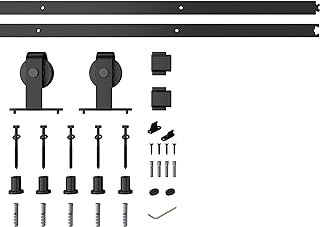 BARNSMITH 7FT Sliding Barn Door Hardware Kit Top Mounted Barn Door Track for Aluminum Glass Barn Door -Simple and Easy to Install,Floor Guide Included, for Wooden Barn Door Glass Barn Door