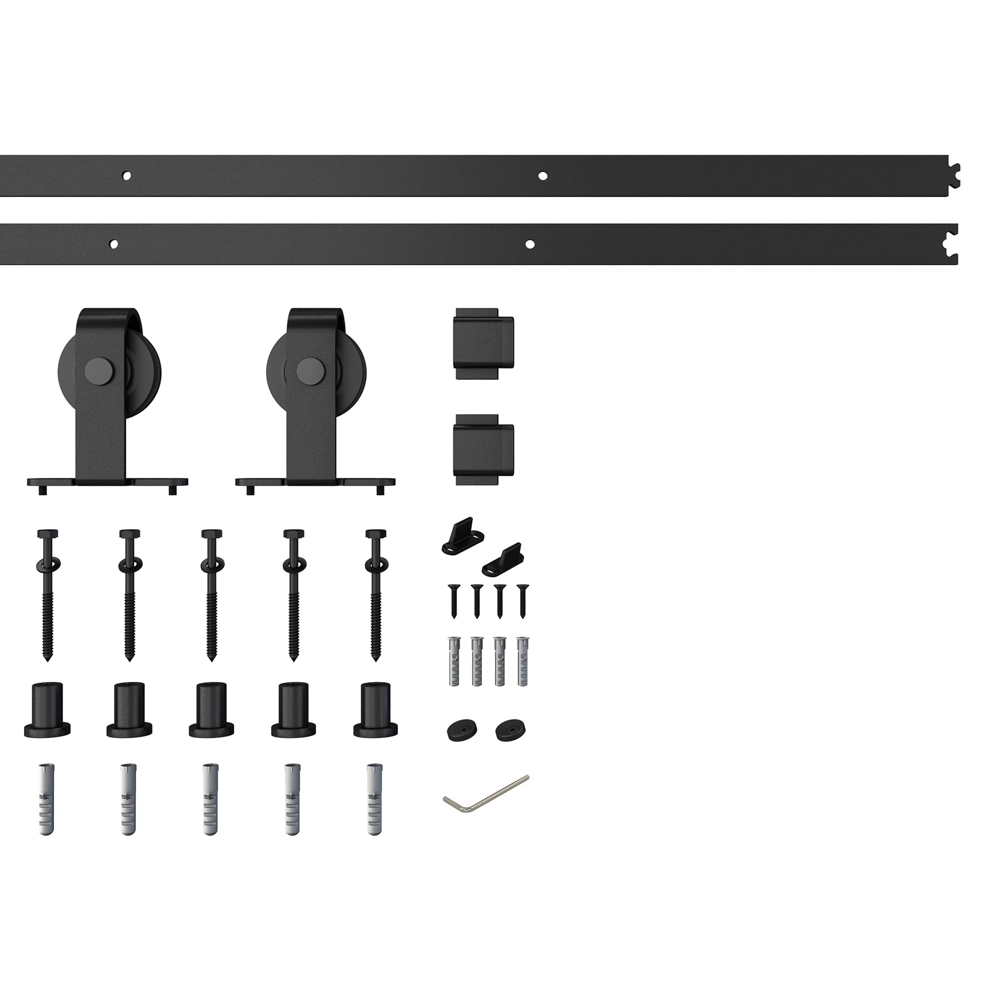 BARNSMITH 7FT Sliding Barn Door Hardware Kit Top Mounted Barn Door Track for Aluminum Glass Barn Door -Simple and Easy to Install,Floor Guide Included, for Wooden Barn Door Glass Barn Door