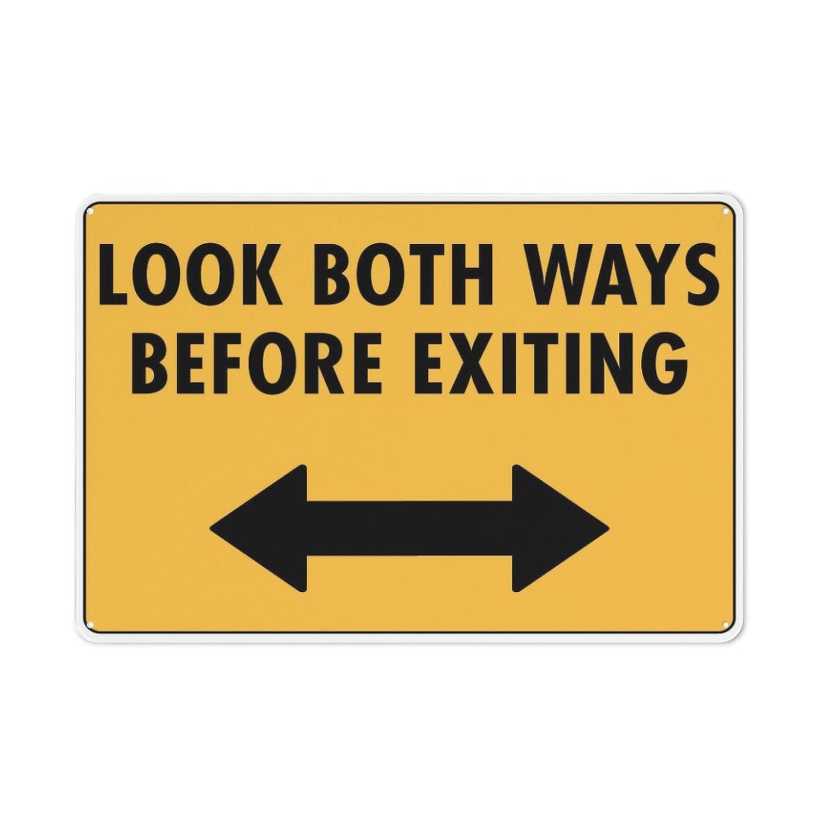 Xewazd A2033 Look Both Ways Before Exiting Retro 8"X12" Metal Tin Sign - Playful Wall Decor For Shop, Garage, Yard & Man Cave
