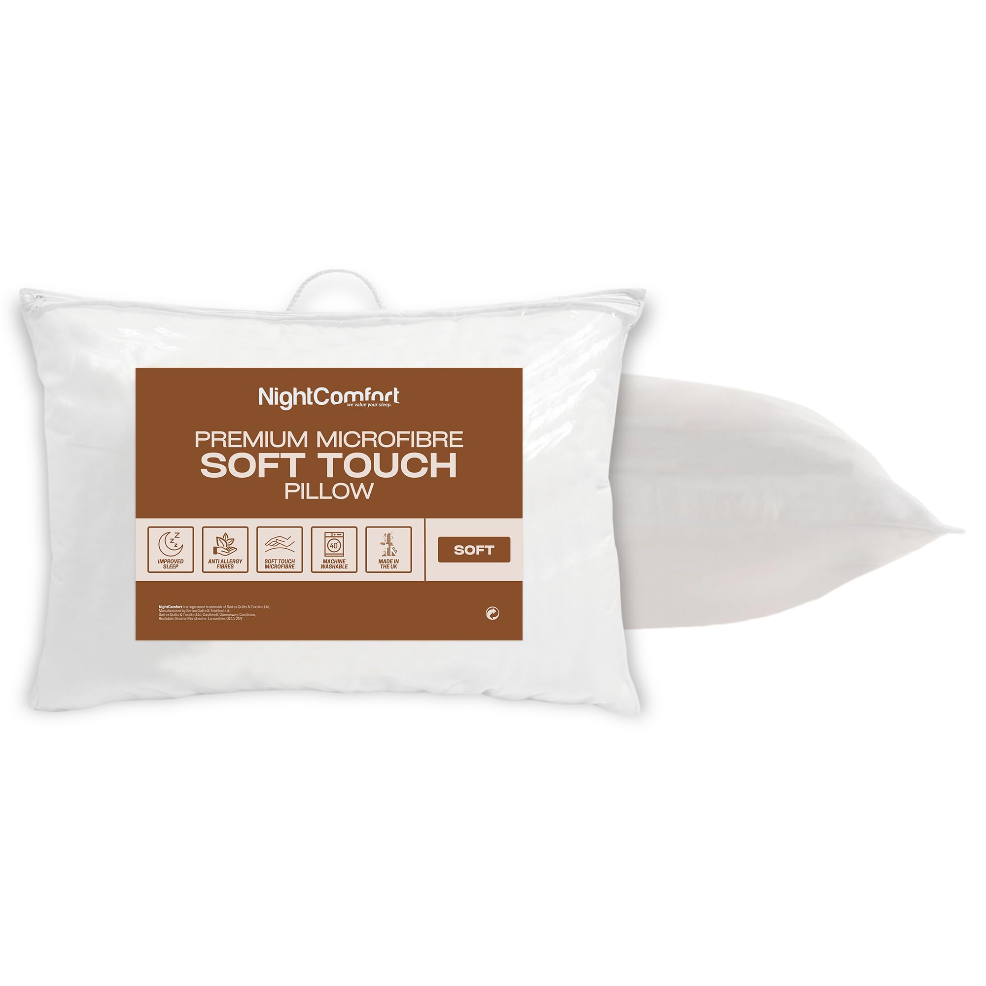 Night Comfort Cuscino di supporto super solido per chi dorme di lato, confezione da 2, in microfibra ipoallergenica, con imbottitura in fibra cava