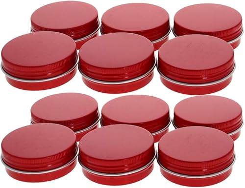12 latas redondas de aluminio de 1 oz, recipientes de tapa de metal con tapa de rosca para bálsamo labial, manualidades, cosméticos, velas,