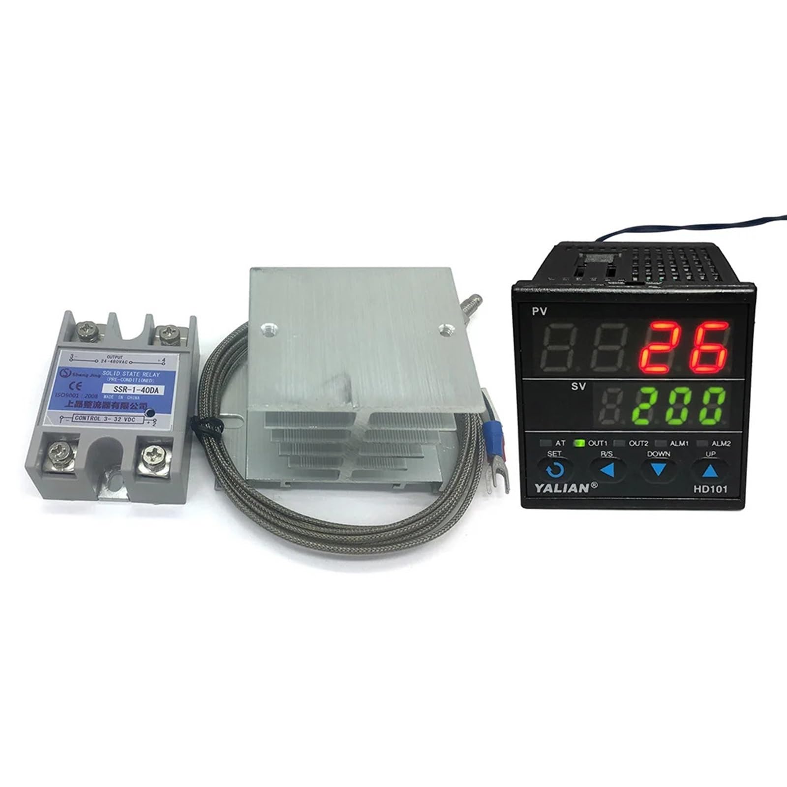 100V-240V pid digital temperature controller Max temperature range 1372 degrees Celsius+radiator+2M K Thermocouple+Max 40A SSR(HD101)