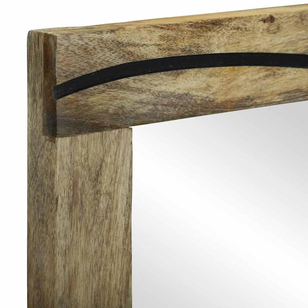 Badezimmer Spiegel rechteckig Natur 50 x 2,5 x 70 cm aus massivem Mangoholz mit klarem Glas für Bad, Flur, Schlafzimmer und Wohnzimmer, ideal zum Schminken und Rasur