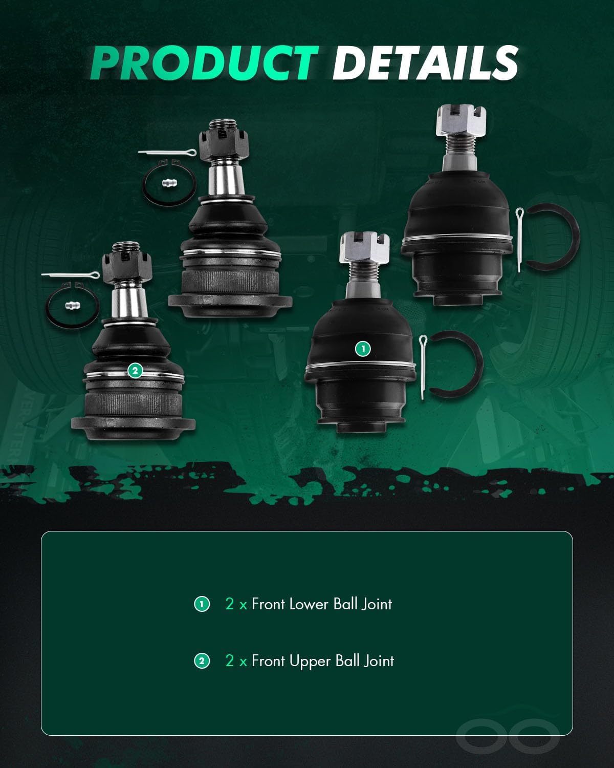 SCITOO 4pcs Suspension Kit For 2003-2009 For 4Runner 2007-2009 For Toyota FJ Cruiser 2003-2009 For Lexus GX470 - With Suspension Parts Upper Lower Ball Joint