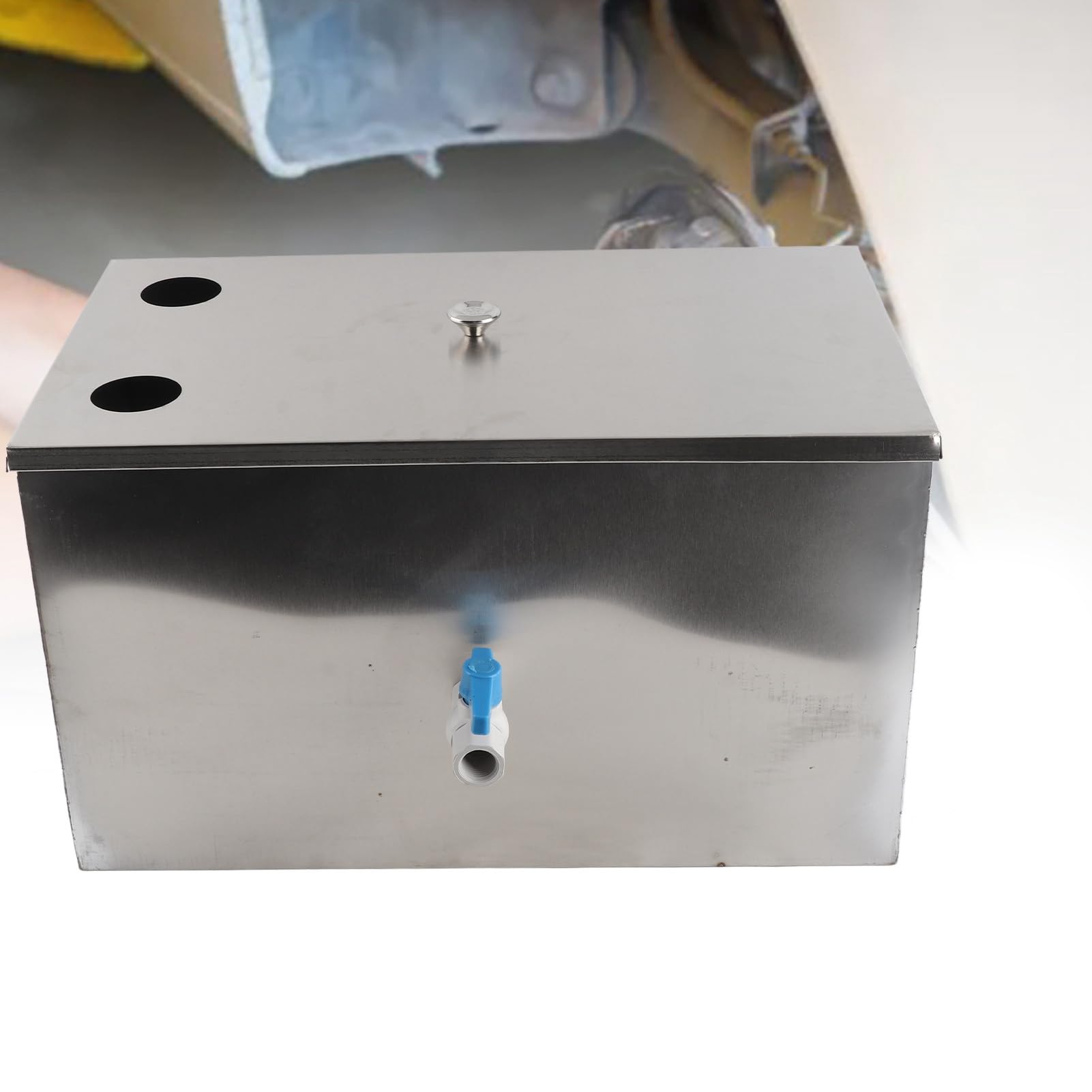 Walfront Piège à Graisse en Acier Inoxydable, Intercepteur de Graisse Commercial 500x300x295mm avec Couvercle de Filtration en 3 étapes, Entrée Supérieure pour Cuisine, Restaurant, Service Alimentaire