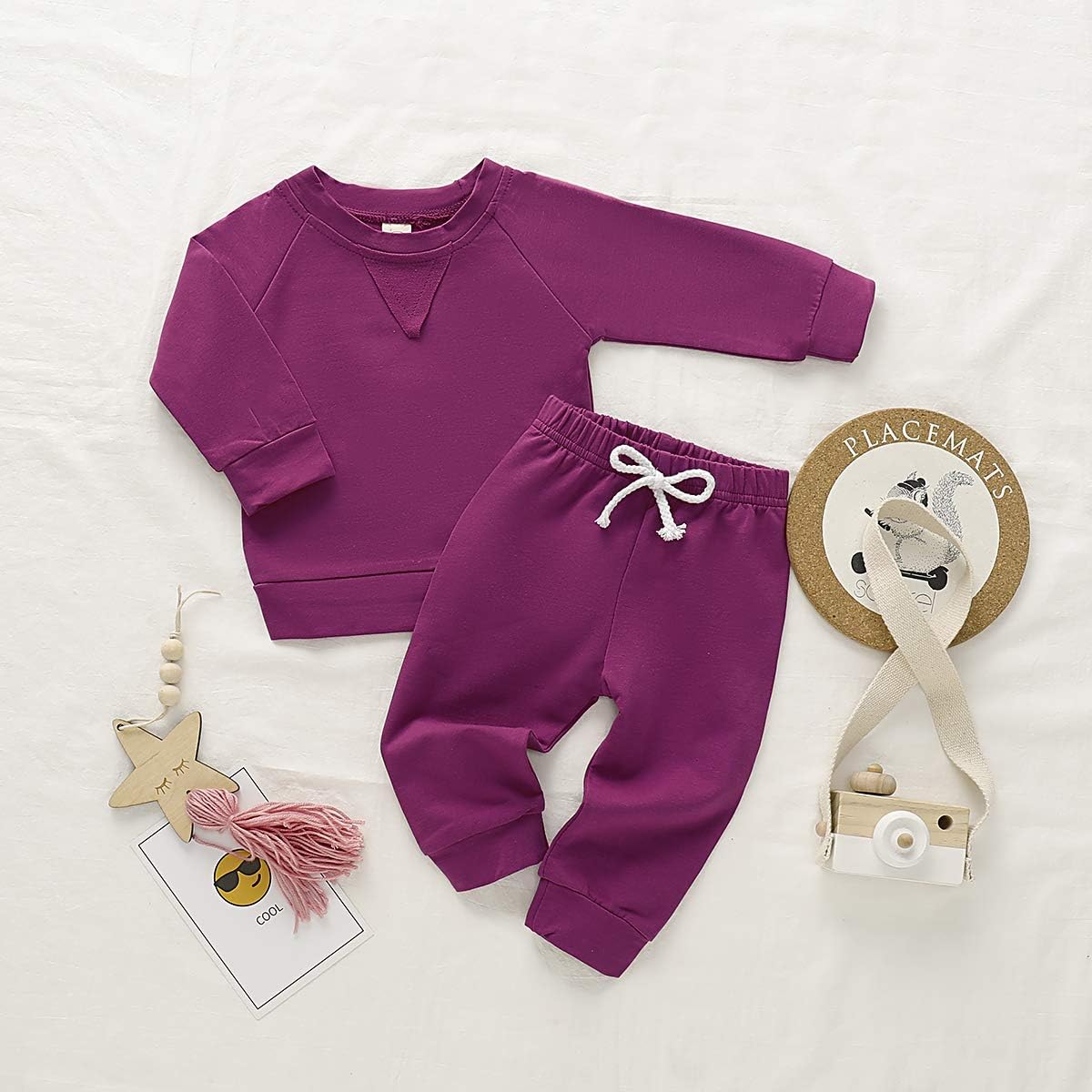 Happy Town Fall Outfits for Toddler Girl Boy Long Sleeve Top and Long Pants Set Toddler Sweatsuits - Image 3