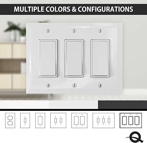 Miniatura 113 de Questech Cubiertas de tomacorrientes, placas de pared dúplex individuales, placas de interruptor de 1 banda, tamaño estándar, cubiertas de toma