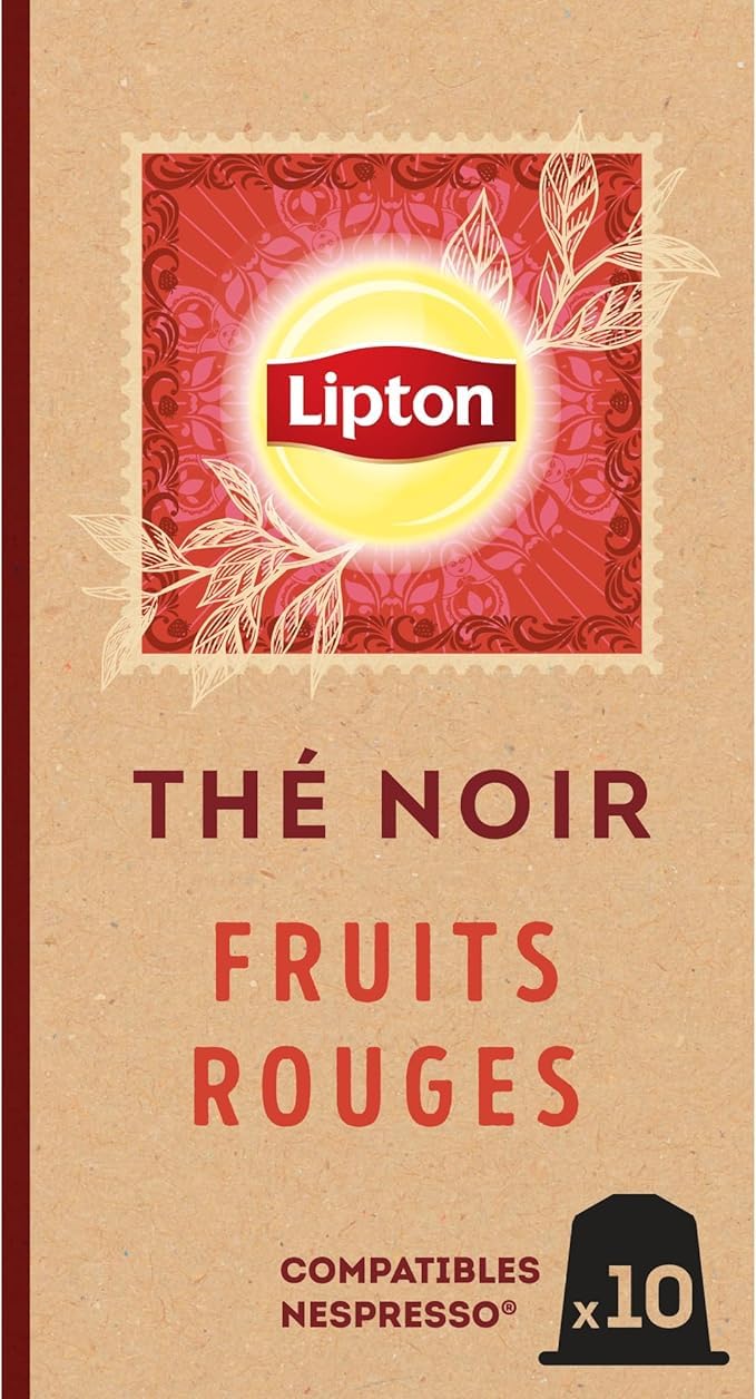 Lipton Thé Noir, Thé Vert, Verveine Nespresso capsules (3 boîtes) : Verveine Menthe x1, Fruits Rouges x1 et Menthe de Marrakech x1, 30 Capsules