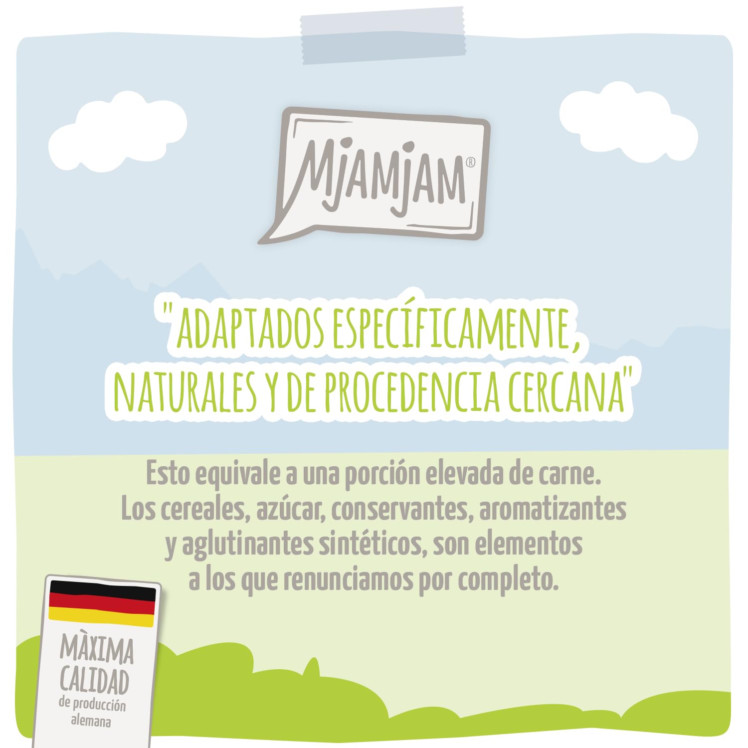 MjAMjAM - comida húmeda premium para gatos - paquete mixto III (6 x 400 g) - caza y conejo, pavo, pato y aves, corazones, pollo, ternera, sin cereales con carne extra