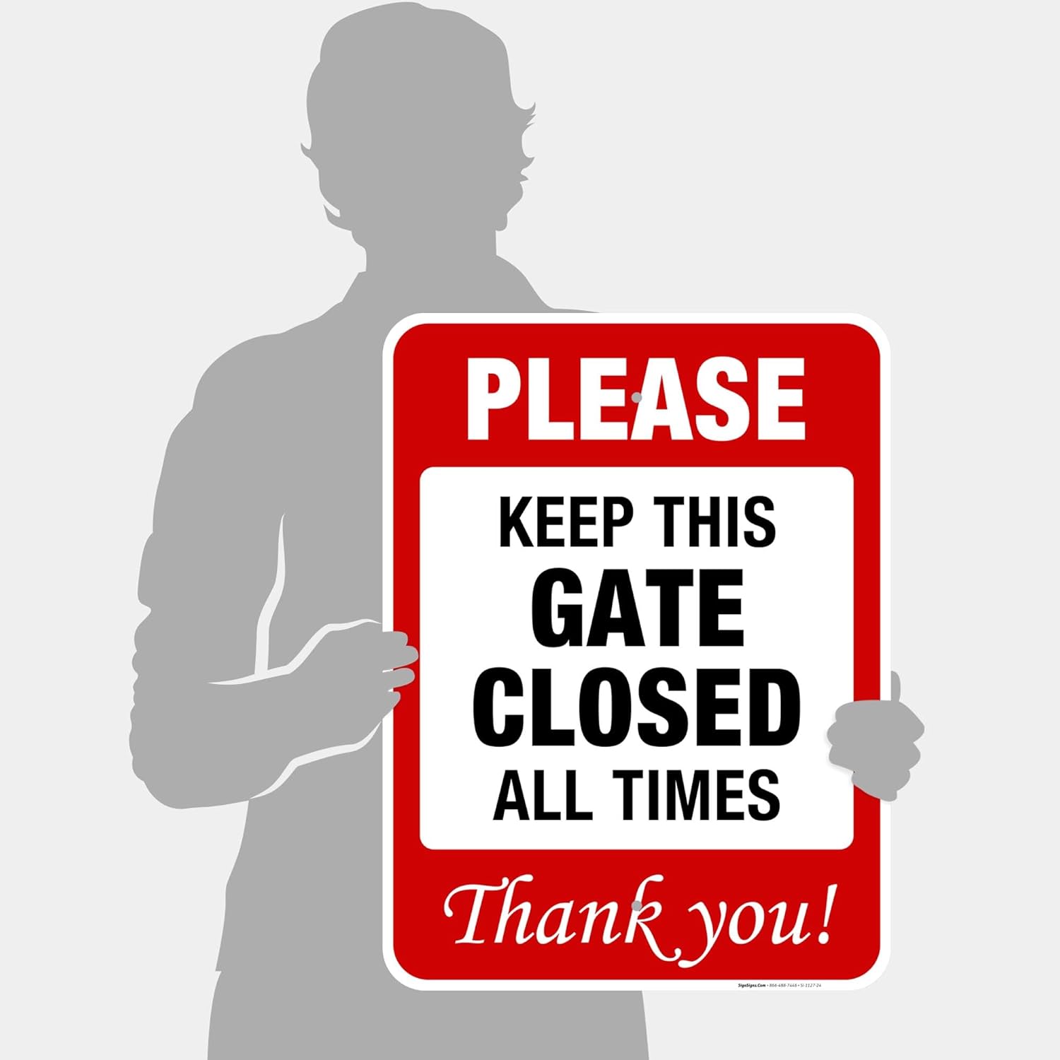 Please Keep Gate Closed Sign, 18x24 Inches, Rust Free .063 Aluminum, Fade Resistant, Easy Mounting, Indoor/Outdoor Use, Made in USA