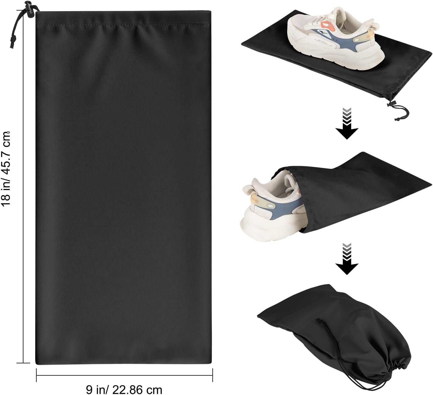 LAKE OF FIRE 8 Pcs Single Shoe Bags for Travel - 18"X9" Packing Shoe Travel Bags for Suitcase, Shoes (Black) - Image 2