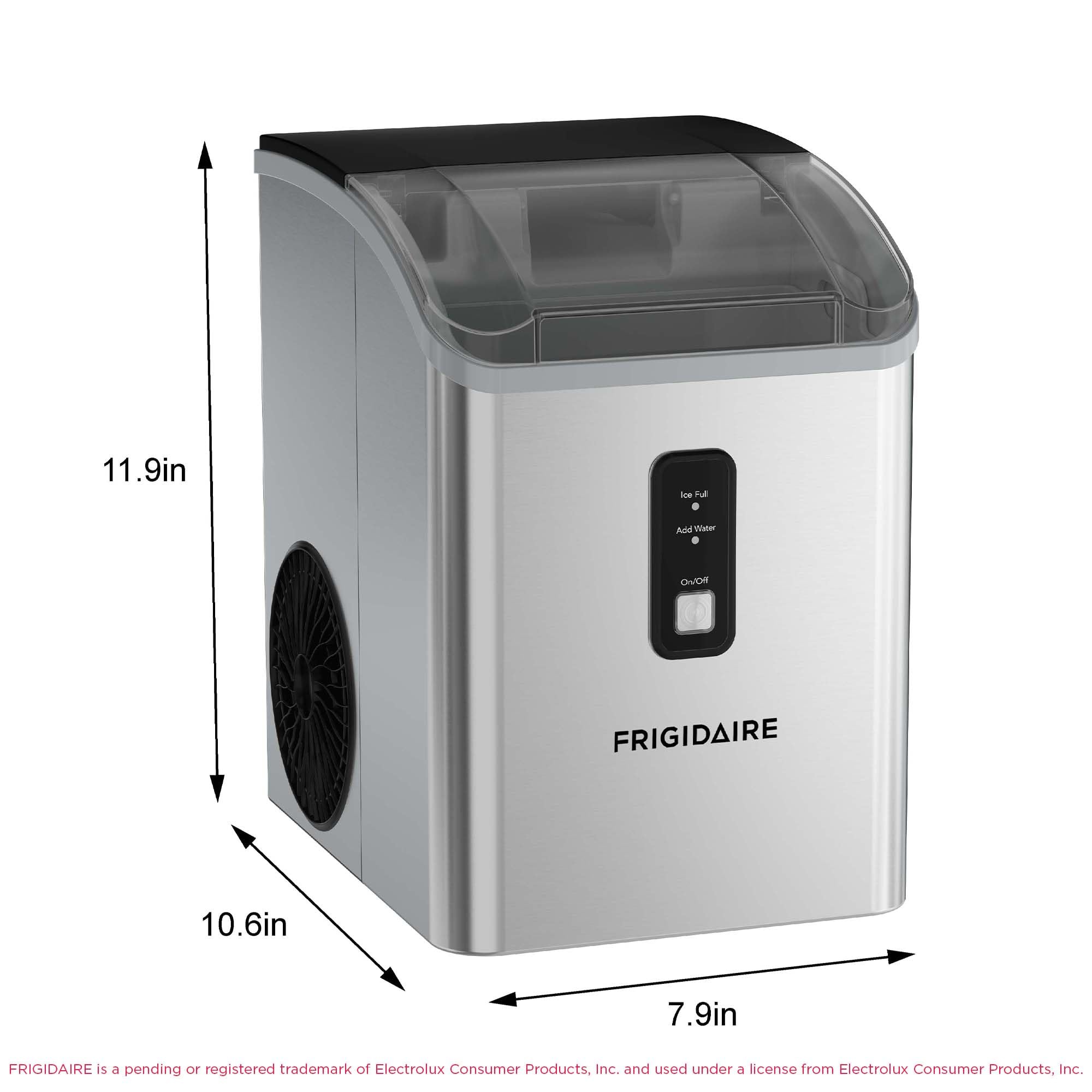 Frigidaire Countertop Crunchy Chewable Nugget Ice Maker, Compact, 33lbs Per Day, Metallic Finish on Fridge.com - View 5