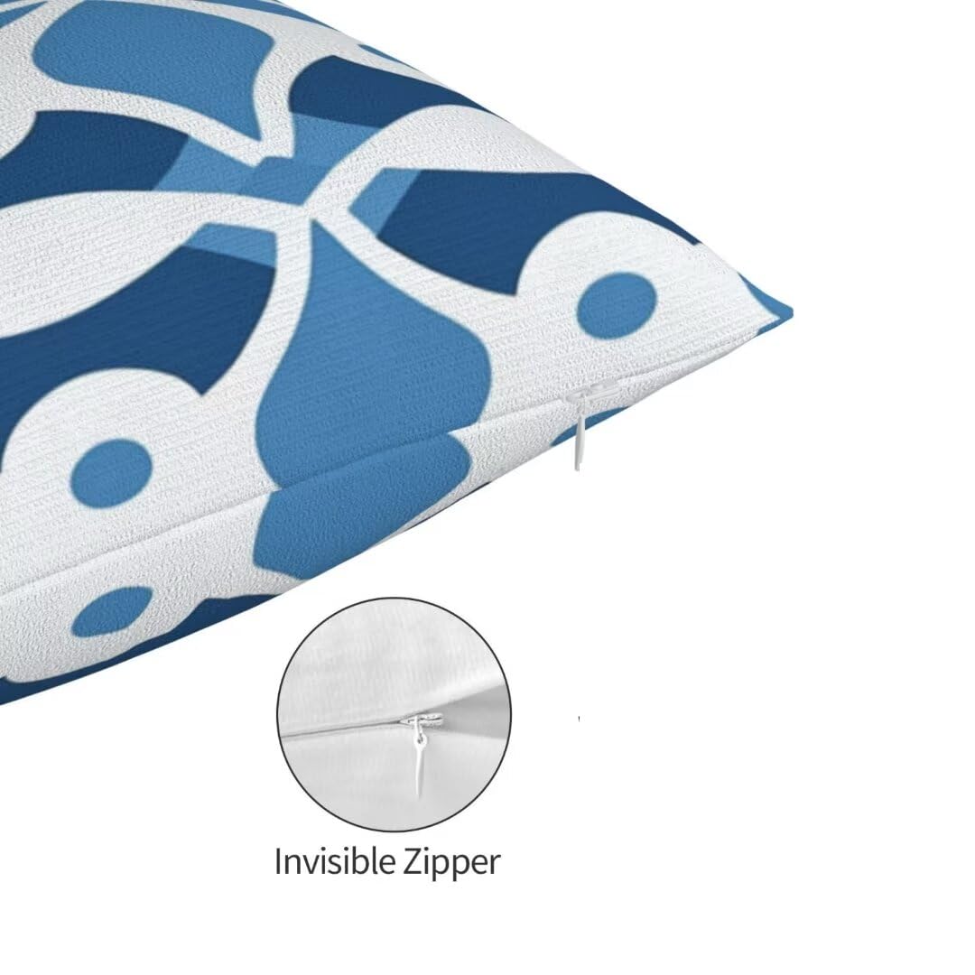 Kopfkissenbezug 70x90cm 2er Set Samt - Dunkelblau Rattan Muster Für Wohnzimmer Deko