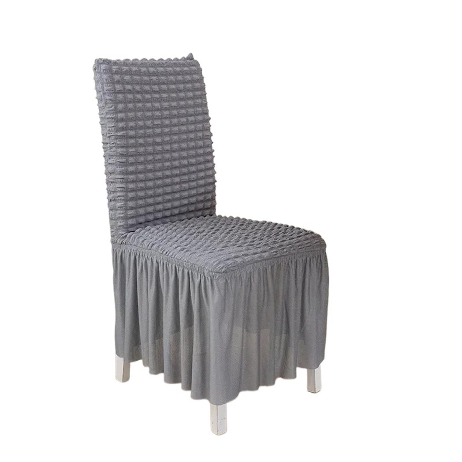 Stuhlbezüge mit Volant 4 Stück Stuhlhussen for Esszimmer, Bankettstuhl, Schonbezug, Stretch-Stuhlrock, elastisch, Hochzeitsstuhl-Dekoration für Hotels und Hochzeiten(Grey)