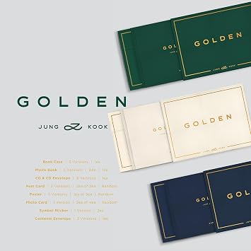 JUNGKOOK - [GOLDEN] (SHINE Ver.) Book Case + Photo Book + CD & CD Envelope + Post Card + Poster + Photo Card + Symbol Sticker + Contents Envelope + 2 Extra Photocards