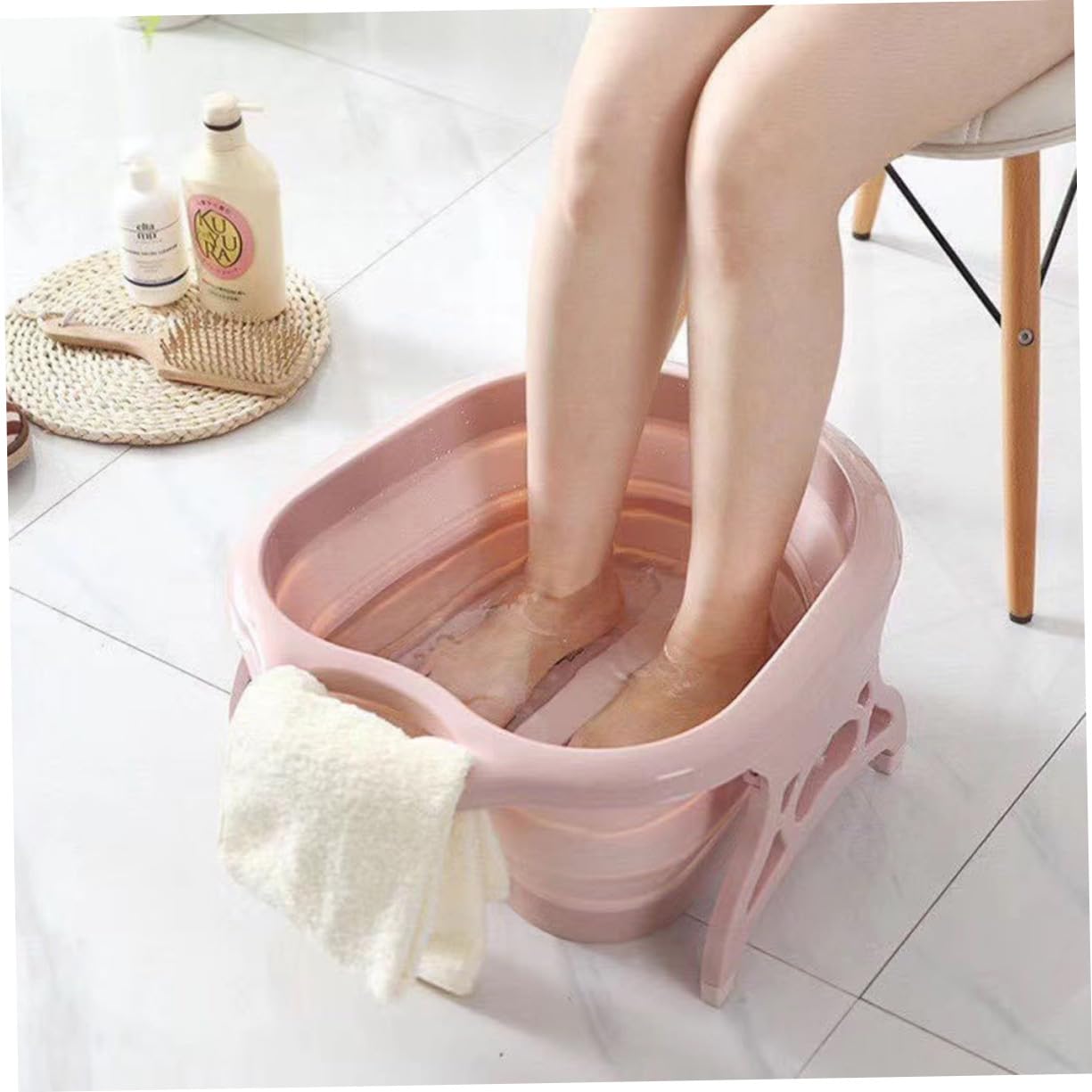 Faltbarer Fußmassage eimer Wasserdichtes Fußbad mit Tiefem Becken Klappbar aus Robustem Tpr für Fußpflege Akupressur Zuhause Praktische Fußbadewanne in Zufälliger Zufällige Farbe