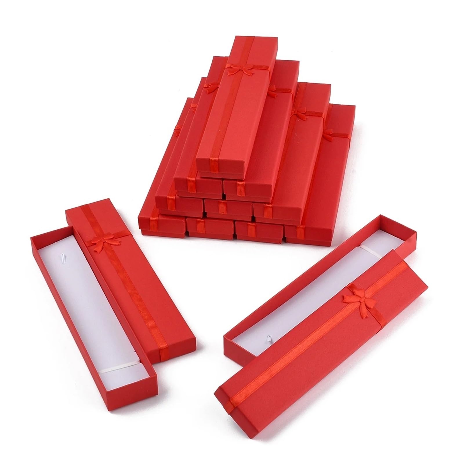 Qvorlth Small Gift Boxes 12Pcs Bowknot Cardboard Jewelry Necklace Boxes For Festive Gift Packaging Exquisite Box(Red)