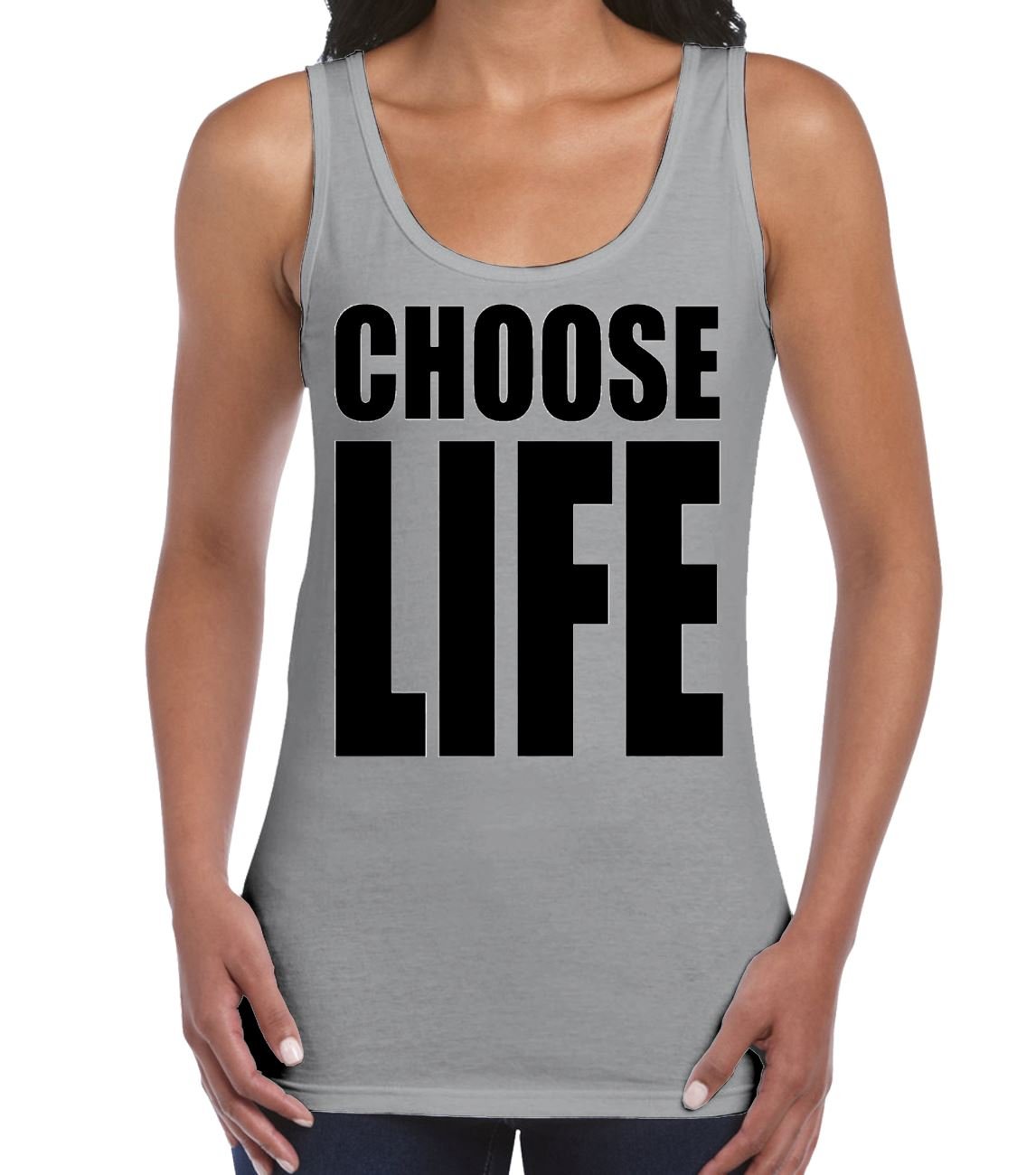 Tribal T-Shirts Women's Light Grey Choose Life Vest Vest Top (2Xl, )