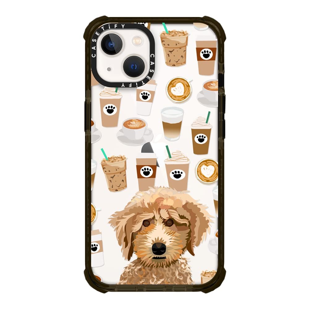CASETiFY Ultra Impact Case for iPhone 13 - Poodle Coffee Clear Phone case for Unique Dog Breed Lovers - Clear Black
