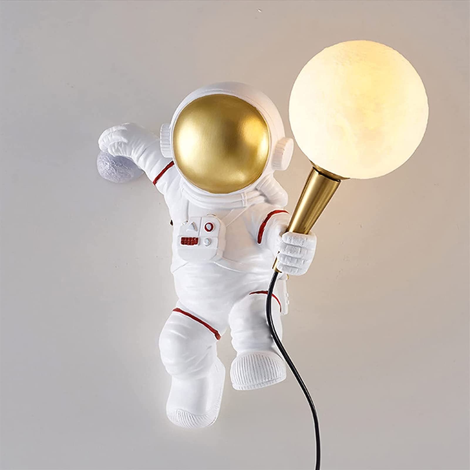Astronaut Wall Light with Plug Bedroom Bedside Wall Sconce Living Room Moon Wall Lamp Hallway Lighting Decoration