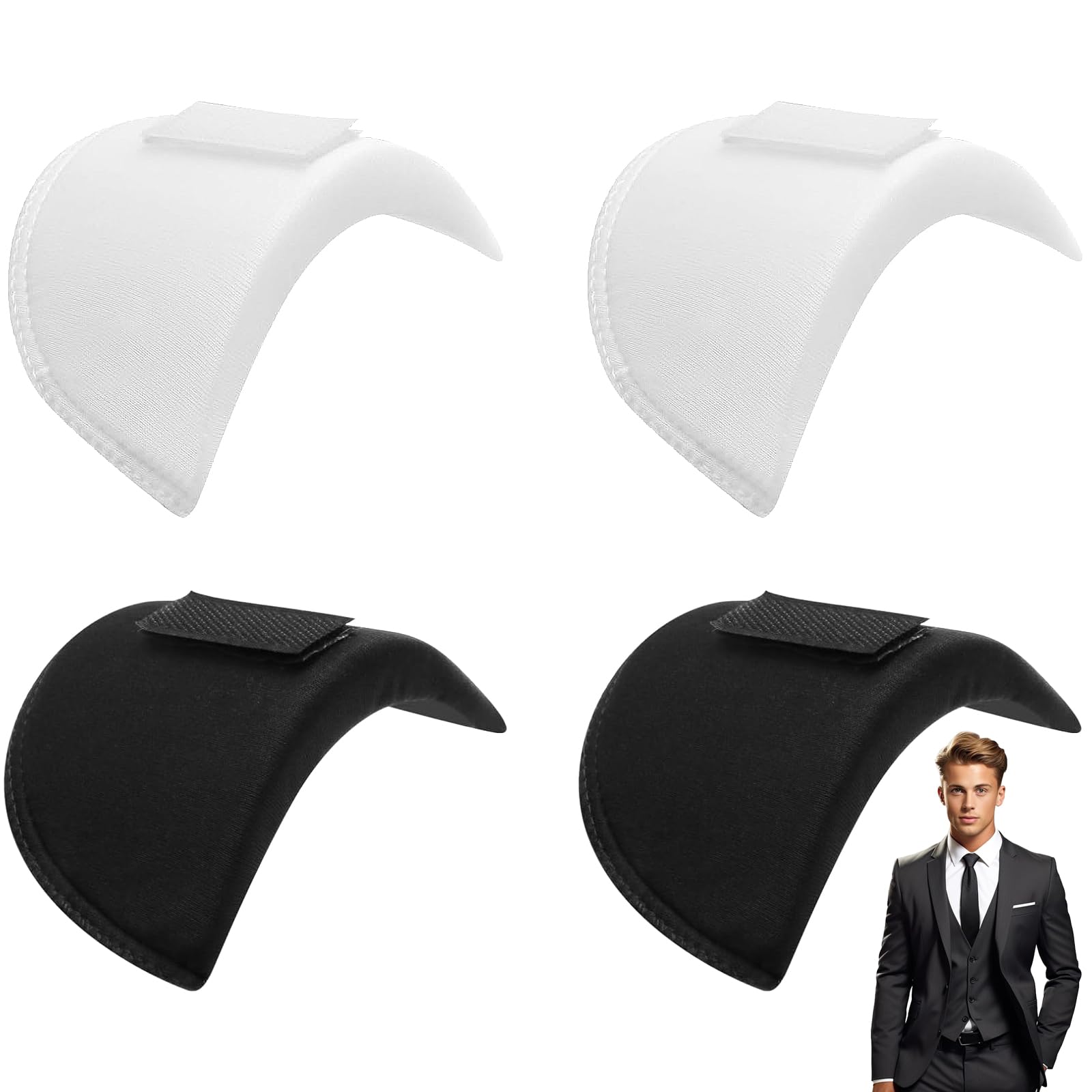 shweehon 2 Pairs Shoulder Pads for Women Clothes, Shoulder Pads Men, Shoulder Pads Thickness 1.5cm, for Women Men Costume Sloping High Low Shoulders(Black+white)
