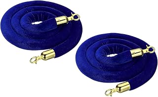 GOUZIBHD Cuerda de Terciopelo,Paquete de 2 Cuerda de Control de Multitudes,Cuerda de Puntal con Ganchos Dorados,Cuerda de Barrera para Eventos con Alfombra,Cines E Inauguraciones(Color:Azul Golden)