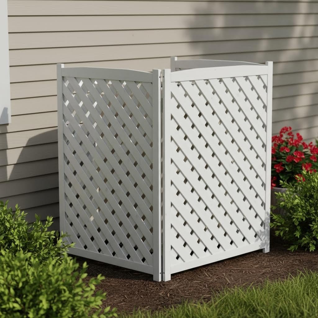 3 Panel Air Conditioner Fence, AC Unit Fence, Wood Privacy Fence Panels for Outside, Trash Can Hider Outdoor, Pool Equipment Enclosure, 32" x 32" x 38"