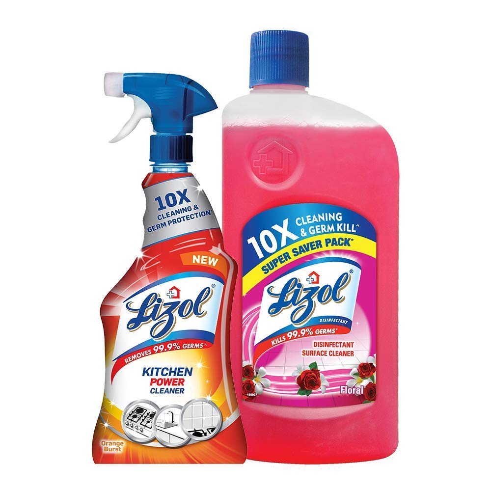 Lizol Floral 975 ml with Lizol Trigger Bathroom Cleaner 450 ml