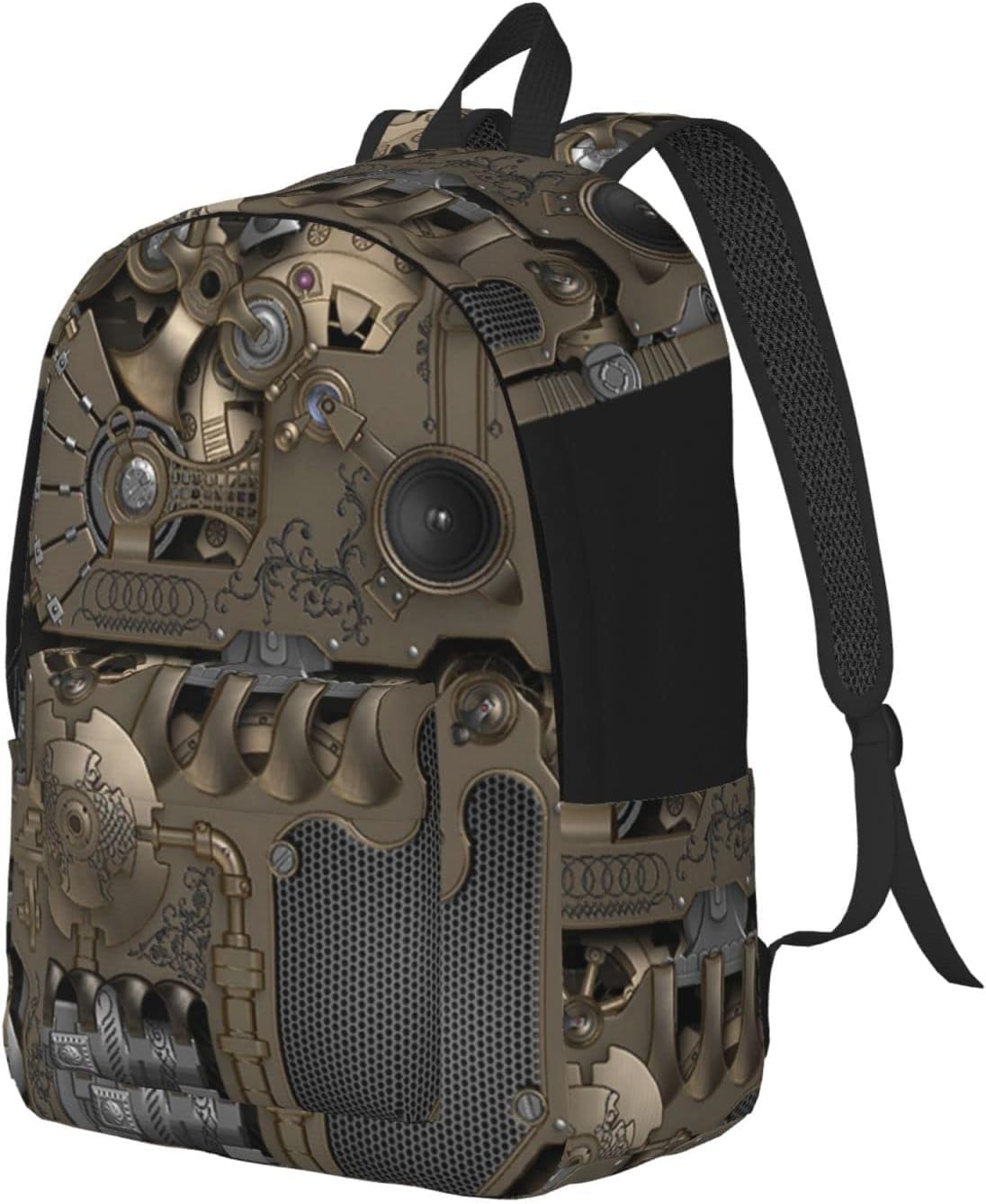 Styl Casual Lekki Steampunkowy Mechaniczny Sprzęt Płócienny Plecak Tornister Plecak Podróżny, Black, M