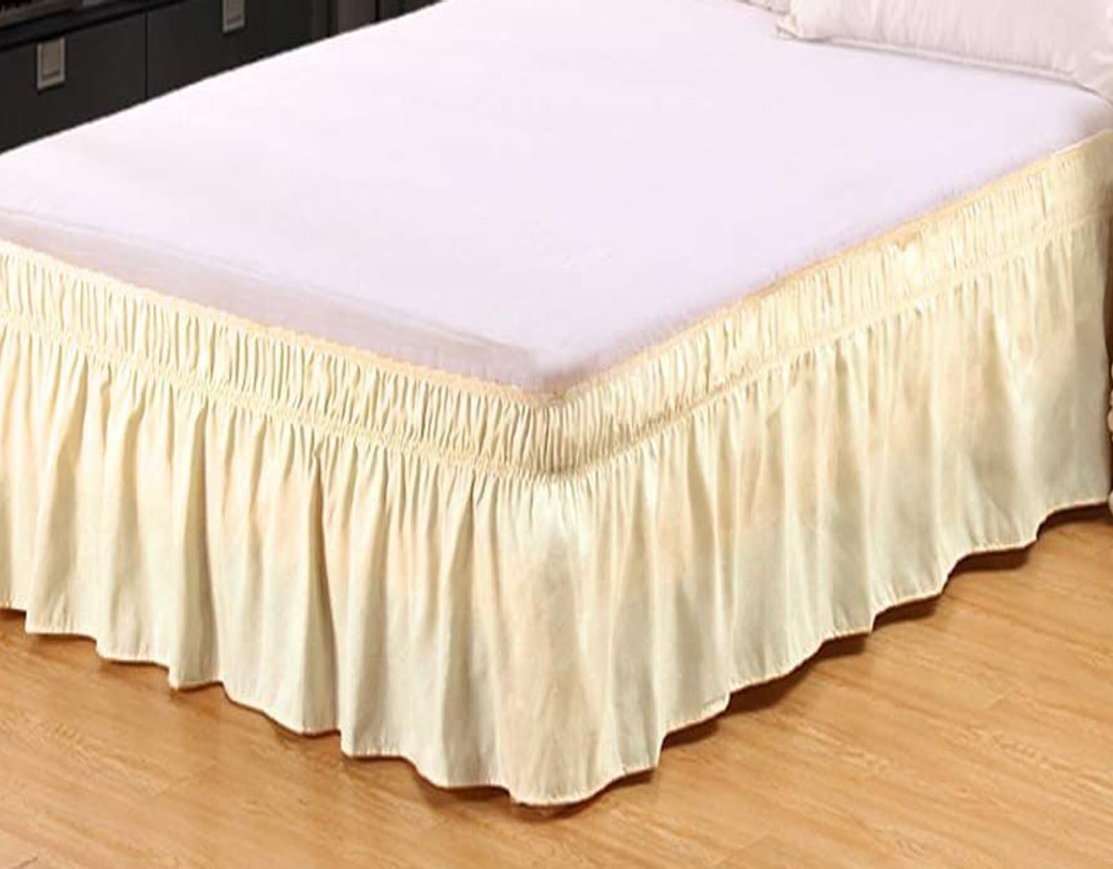 YHXAIQ Bed Skirt, Elasticized Bed Skirts & Valances, Easy to Install Valance with Drop Design, Polyester Bed Valance Double for Double Size Bed Frame & Platform(Yellow,150 x 200+45 cm)