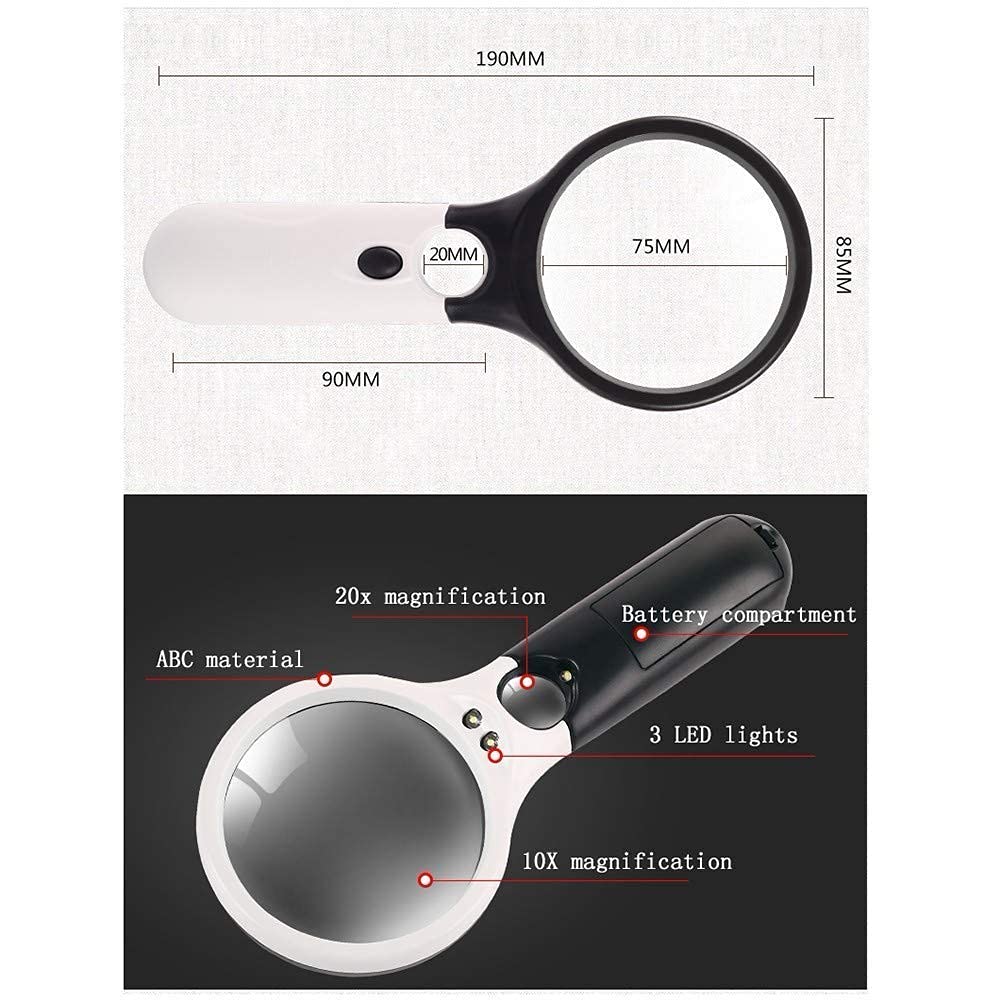 Magnifyiglasses Lenti d'Ingrandimento Readiled Magnifyiglass Portatile con Luce Magnifyiglass ad Alta Potenza con distorsione della Luce Lightimagnifyiglass per
