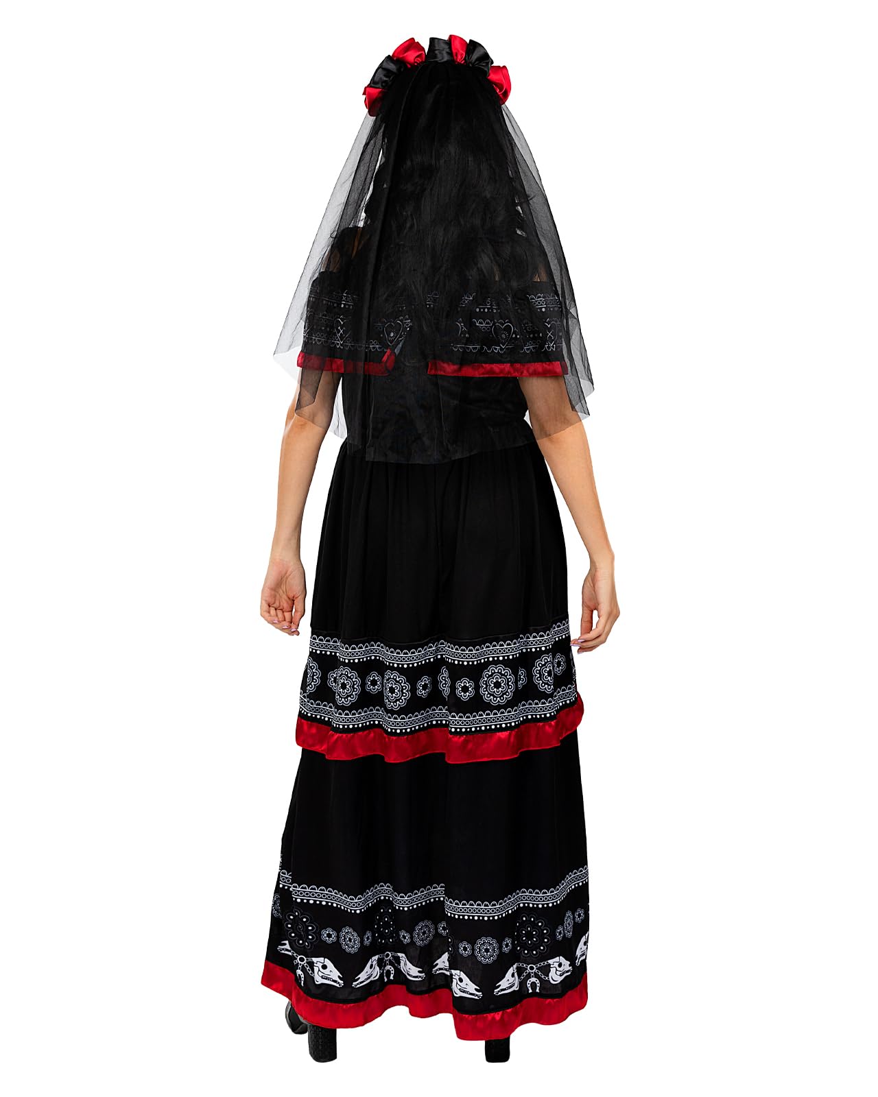 Funidelia Catrina Kostüm für Damen mit Stirnband mit Blumen und Schleier, Día de los Muertos Verkleidung für Erwachsene, Karneval, Halloween und Party Kostüme