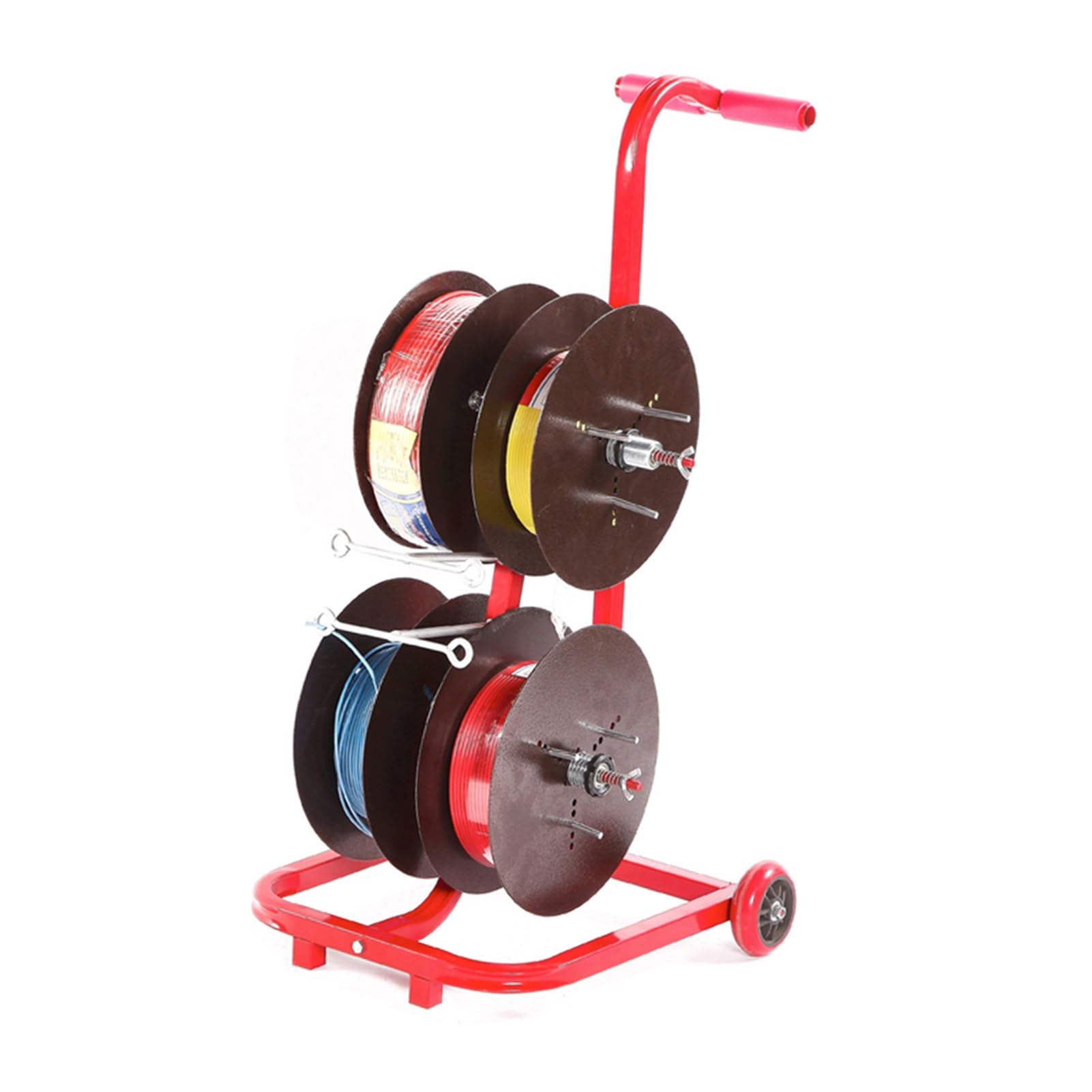 WDSOPK Wire Spool Rack with Wheel,Iron Electrical Wire Spool Holder Cart,4/6/8 Reel Cable Dispenser,for Electrical Industrial and Retail Use (4 reel)