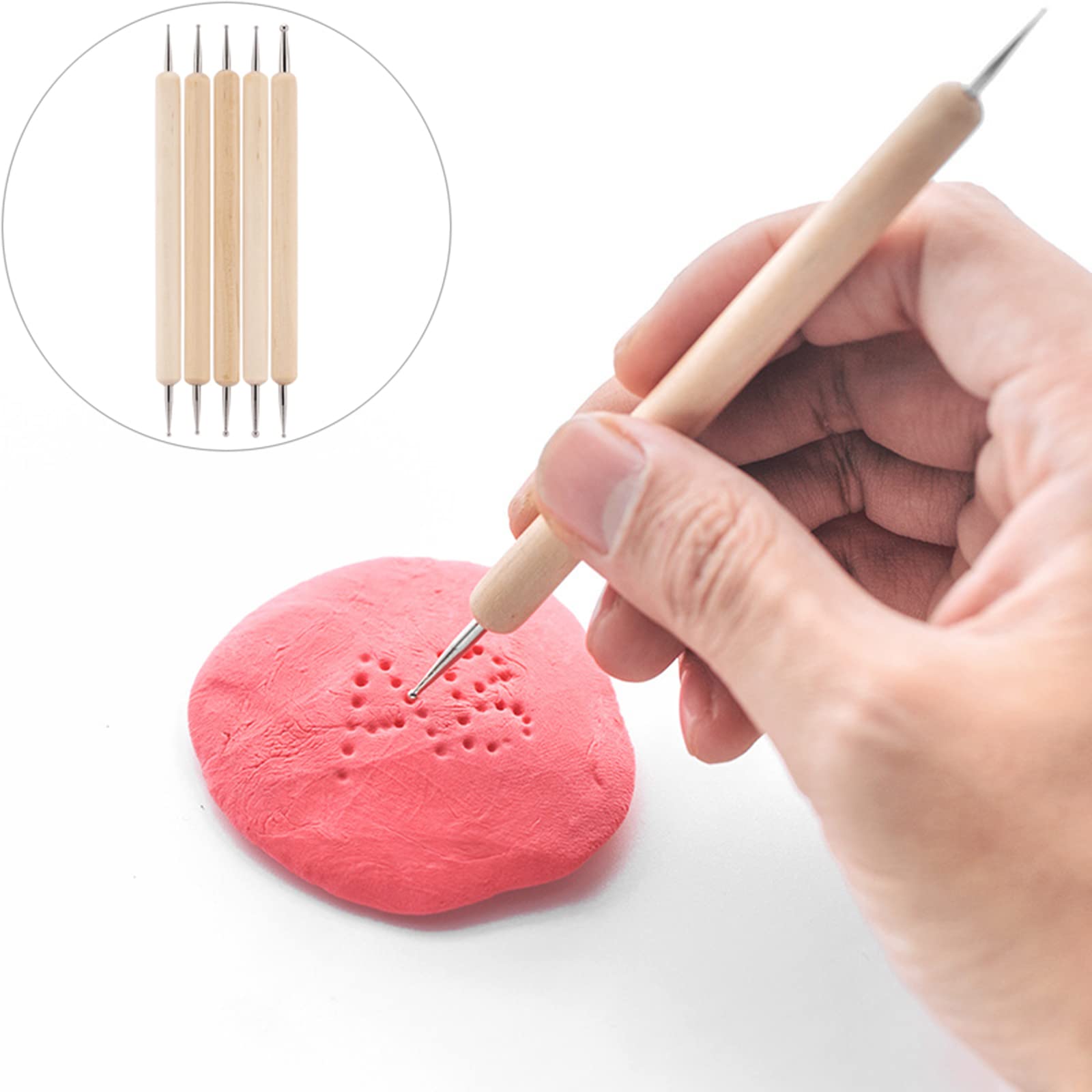 5 Pezzi Penne per Nail Art Attrezzi a Doppia Punta, Pennelli Unghie Doppia Testa, Decorazioni Unghie Penne Dotter