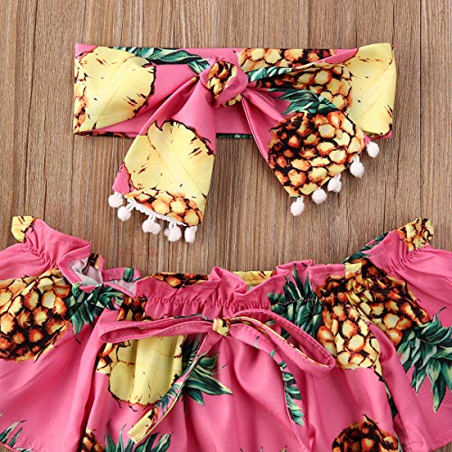 Thorn Tree Newborn Baby Girl Clothes Floral Rompers Ruffle Sleeve Jumpsuit+Headband Summer Infant Kid Outfits (A-Style 11 Pineapple, 12-18 Months) #TOP2