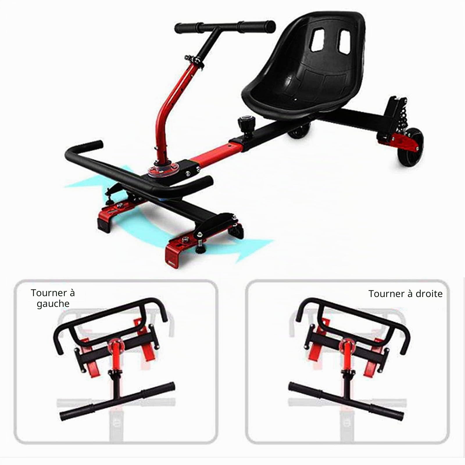 TGHY Kart Hoverboard Kit de Conversion pour Karting pour Scooter Electrique Auto-Equilibré Cadre Réglable Siège Baquet Hoverkart Double Amortisseur Convient Aux Hoverboard 6,5" 8" et 10"