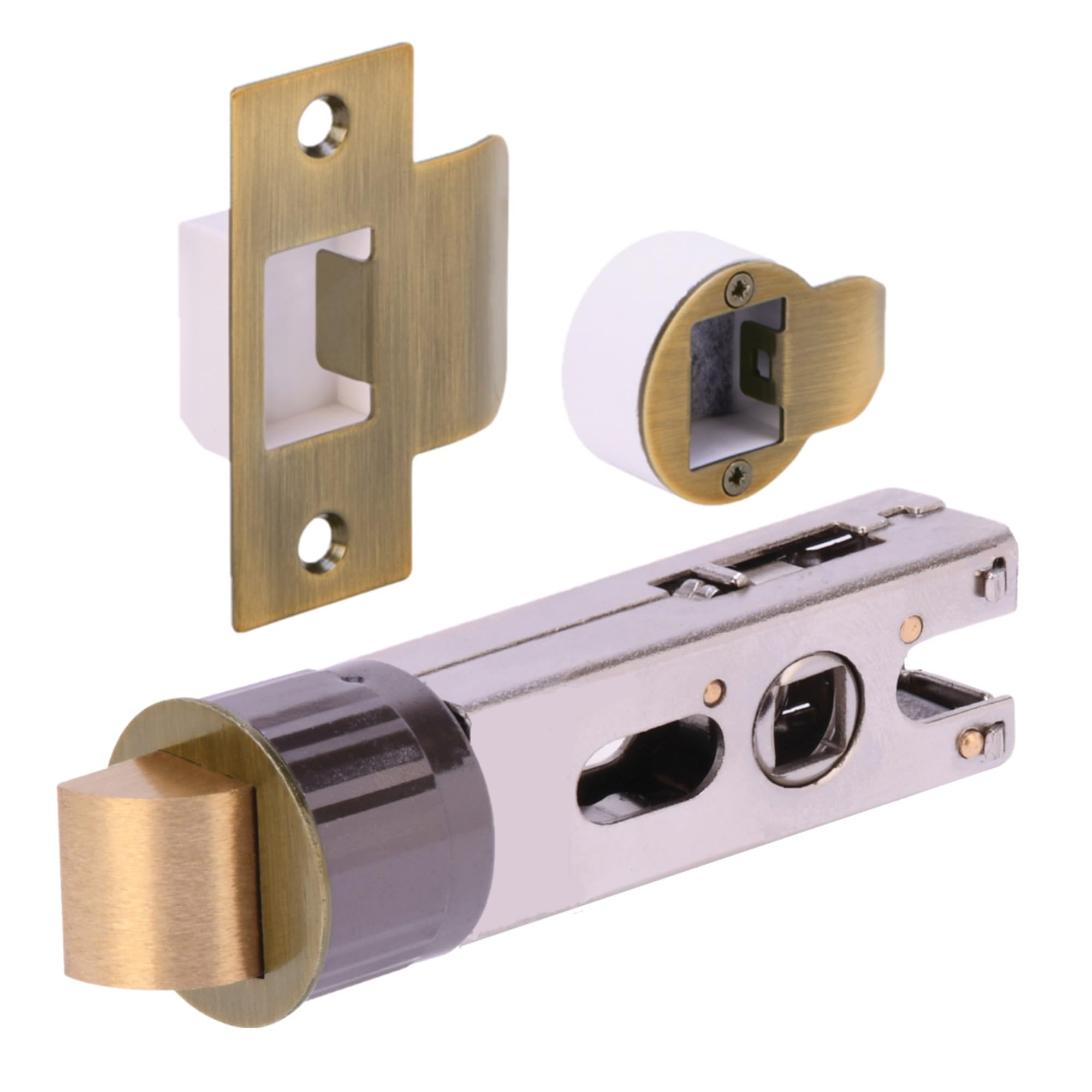 HANDLEZONE® 76mm Passage Bullet Latch, Round Designer Mortice Latch, Catch for Internal Timber Doors - Antique Bronze - 57mm Backset