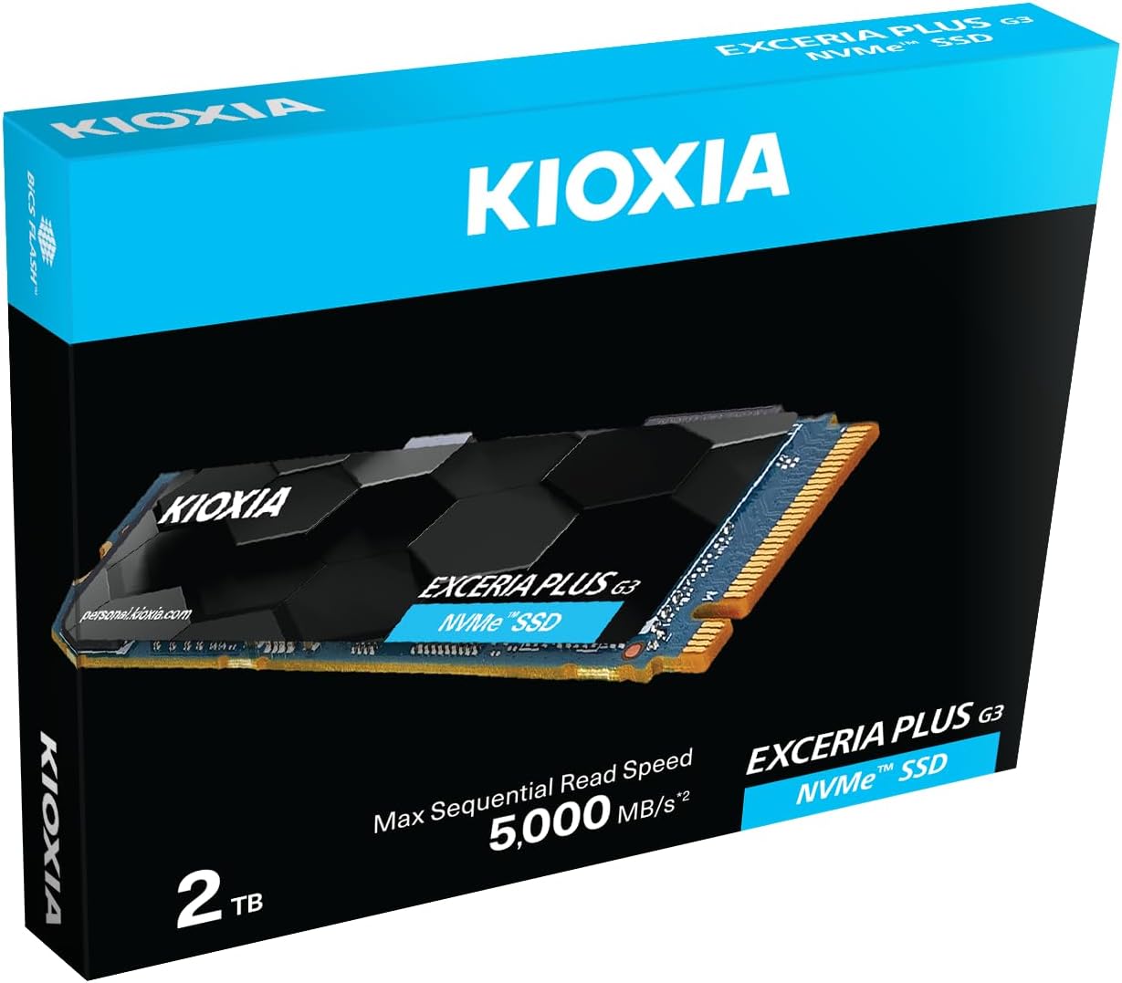 KIOXIA Former Toshiba Memory EXCERIA Plus G3 NVMe™ Internal SSD 2TB NVMe M.2 Type 2280 PCIe Gen 4.0 x 4 Gaming Storage Read 5,000 MB/s, Equipped with BiCS Flash TLC|TBW 1200| Japanese Brand